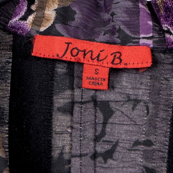 Joni B Blazer S Womens Floral Purple Black 3 Buttons Collared Velour Stripes - Picture 5 of 6